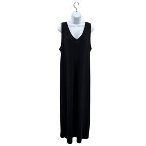 Old Navy Maxi Dress Womens 2X Black Sleeveless V-Neck Ribbed Knit Shift Pullover